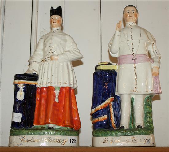 2 large Staffordshire models of a Cardinal and a Pope